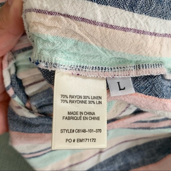 Cloth & Stone by Anthropologie Cropped Multicolor Striped Jumpsuit Size L - Picture 4 of 11